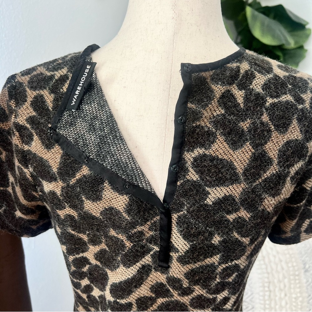 Warehouse Statement Neckline Leopard-Print Top - image 5